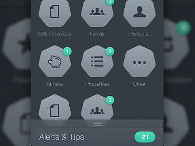 Categories app categories grid ios iphone notifications sliding panel tiles