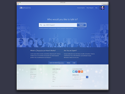 Landing Page blue home landing page search