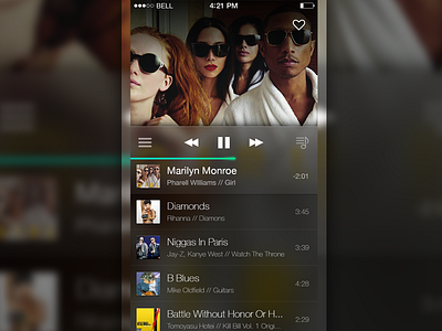 Player blur cover dark ios ios7 music player track