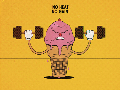 No heat No gain! artwork cartoon design illustration illustrator vector vintage vintage design