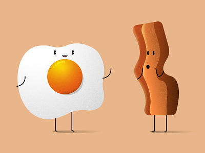 Morning break talk! bacon breakfast character design egg face happy illustration illustrations illustrator mornings talk yolk