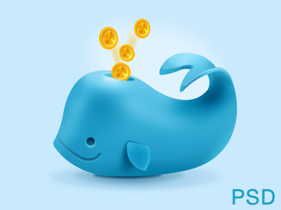 Coins Whale (PSD freebie) icon