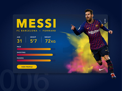 Daily Ui 006 adobe xd dailyui design designinspiration football football stats messi profile soccer soccer stats stats ui uidesign user user profile userinterface ux webdesign