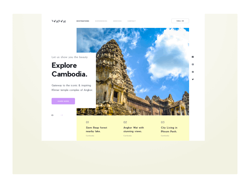 Explore Cambodia cambodia clean minimal principle prototype prototyping slider travel travel agency ui uidesign webdesign website