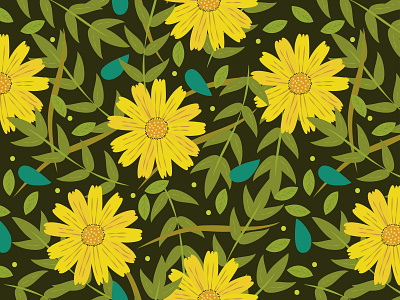 Yellow flowers floral background flowers garden leaves nature pattern rapport seamless seamless pattern spring textile textile pattern design vector wallpaper yellow yellow flowers