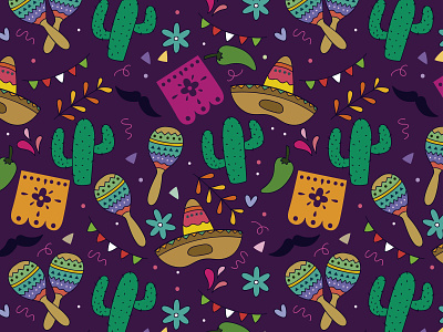 Mexican Pattern backdrop background banner cactus colorful handdrawn mexican mexican background mexicano mexico pattern