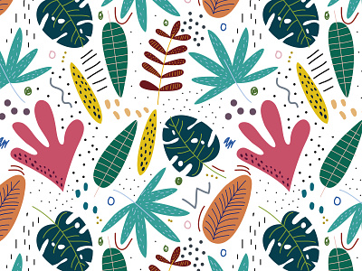 Tropical Pattern backdrop background banner beach colorful exotic floral background handrawn jungle leaves nature palms pattern plant summer summer camp surface pattern tropical vacation wallpaper