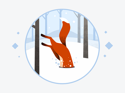 Snow-diving Fox fox illustration jump snow