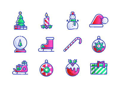 APP-BITS Bright Christmas Icons candle candy cane christmas christmas hat christmas tree decorations gifts holidays presents snowglobe
