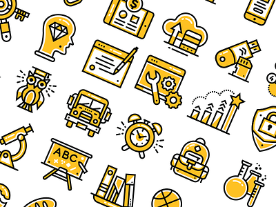 Yellow icons badgers design digital graphic icon iconography icons learning