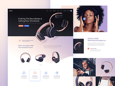 Foton - A Multi-concept Software and App Landing Theme creative design gradiant headphones light modern music music app presentation product ui web design ux design web design website wordpres