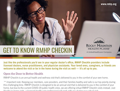 RMHP CheckIn Member Flyer adobe indesign design graphic design print collateral