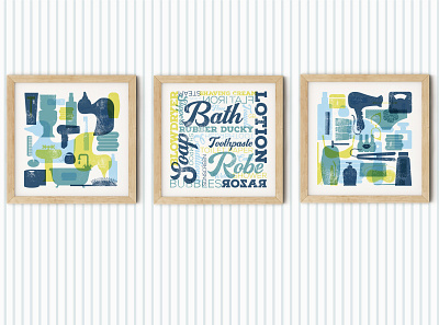 Retro Bathroom Wall Art adobe illustrator design graphic design illustration wall art