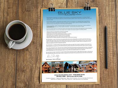 Blue Sky Builders Letter of Interest adobe indesign graphic design print collateral