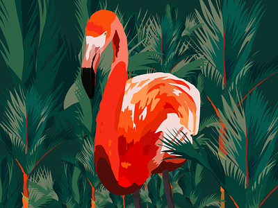 Flamingo adobe branding design flat graphic design illustration illustrator minimal vector wacom