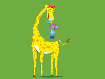 Gigi character design childrens book giraffe hippopotamus illustration