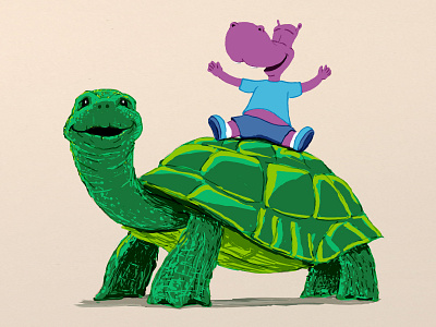 Jonathan The Tortoise character design childrens book hippopotamus illustration tortoise