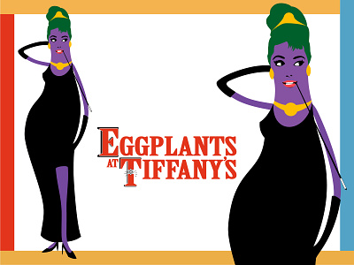 Eggplants At Tiffanys advertising audrey hepburn breakfast at tiffanys caricature character design eggplants illustration