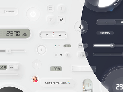 Neumorphism + Glassmorphism UI Kit 2021 components glass effect glassmorph glassmorphic ui kit glassmorphism glassy layout minimal minimalism neumorph neumorphic ui kit neumorphism screens skeuomorphic ui kit skeuomorphism soft symbols trend ui kit