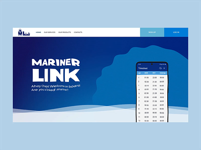 Mariner Link animation blue blue and white firstscreen homepage main page marine mariners ripple tide ui ui design uidesign uiux water wave wavy web design webdesign