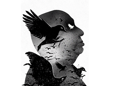 Alfred Hitchcock Illustration alfred hitchcock design editorial illustration graphicdesign illustraion ink portrait illustration posters the birds