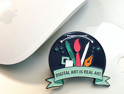 Digital Art Is Real Art design enamel pin illustration illustrator vector