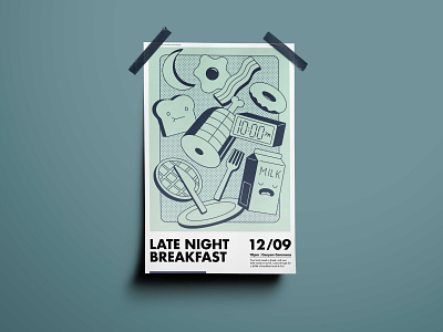 Late Night Breakfast Poster branding breakfast design illustration poster