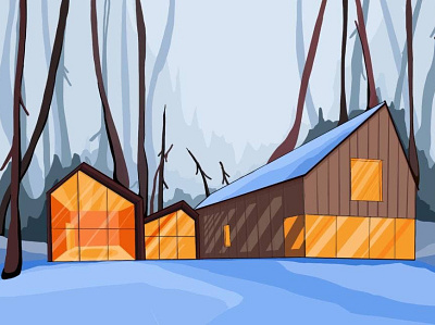 Hello Dribble) "Winter in forest" design flat illustration illustration art illustrations illustrator procreate vector