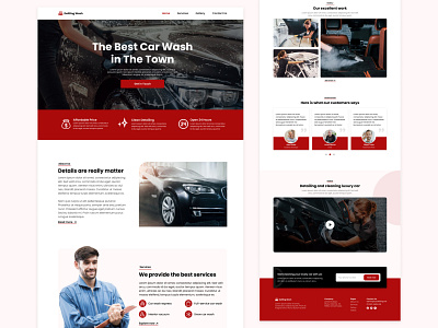 Steam Car Wash - Website car car wash cleaning minimal red red and white steam car wash ui ux washing website white