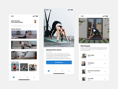Workout App fitness minimalist mobile sport ui ux white workout workout from home