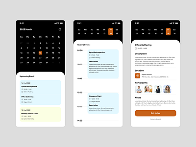 Calendar Apps calendar dark mode mobile mobile apps ui ux
