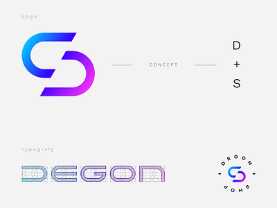 Degon Shop branding concept design gradient grid logo shop smart space typogaphy