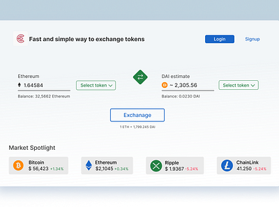 Exchange Tokens app bitcoin crypto design ui uidesign uidx ux