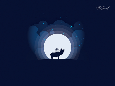 An Elk and a Moon adobe illustrator graphic design