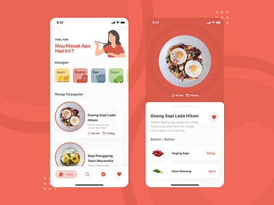 Daily Cooking App app cook cooking food illustration recipe ui ux