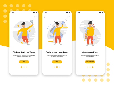 On Boarding - Event Ticket Sales App app design event event app icon illustration ticket ticket app tickets ui ux