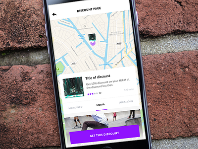 Discount location screen app discount experience interface ios map marker mobile pin sketch user