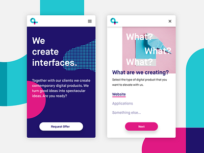 Landing page for creative agency