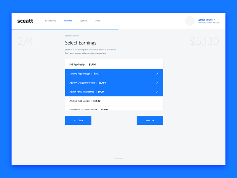 Sceatt Invoicing Process blue invoice money