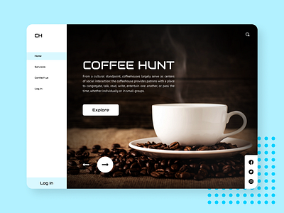 Coffee hunt website app branding clean coffee shop concept design creative design design homepage interface landingpage layout minimal page pattern typography ui ux uxdesign web website design