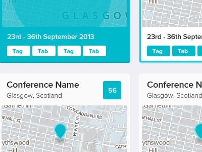Conference Grid blue conference flat glasgow grey grid map proxima nova rounded ui webapp white