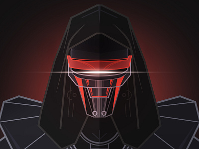 Darth Revan cyborg dark side darth revan flat design hood lineart mask red robot sith star wars the old republic