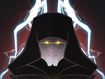 Darth Sidious dark side darth sidious emperor flat design glowing eyes hood lightning old man star wars witch wizard yellow eyes