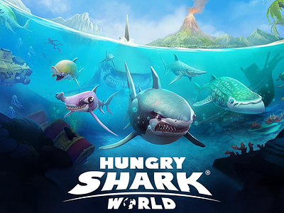 Hungry Shark World app store cartoon concept art future games of london hungry shark world illustration ios key art mobile sharks ubisoft video games
