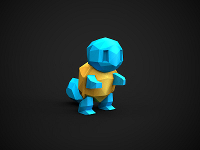Squirtle 3d art abstract art digital art games graphic design illustration low poly origami paper pokemon squirtle