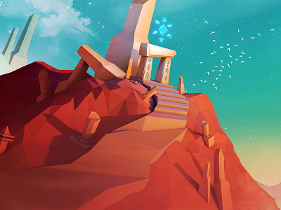 Starbeard 3d abstract art digitalart environtment fantasy illustration low poly lowpoly paper ruins videogames