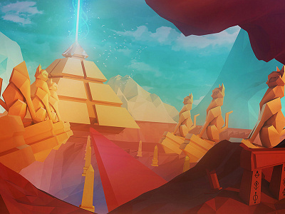 Starbeard Desert 3d cat desert design digitalart egypt fantasy game illustration lowpoly pyramid starbeard