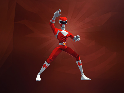 Red Ranger 3d abstract character character design design game illustration low poly power ranger red render vector
