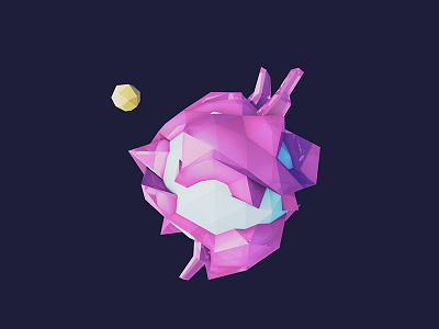 Low Poly Planet - Crystal 3d abstract alien design digital game icon illustration low poly planet space vector