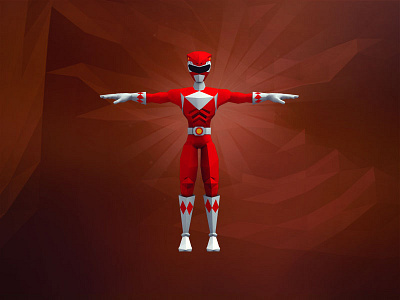 Red Ranger 3d abstract c4d design digital art illustration low poly origami paper art power rangers red ranger